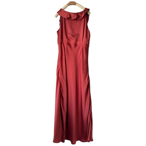 Orange Lost + Wander silky dress with ruching and ruffles #ruffles - Picture 7 of 8